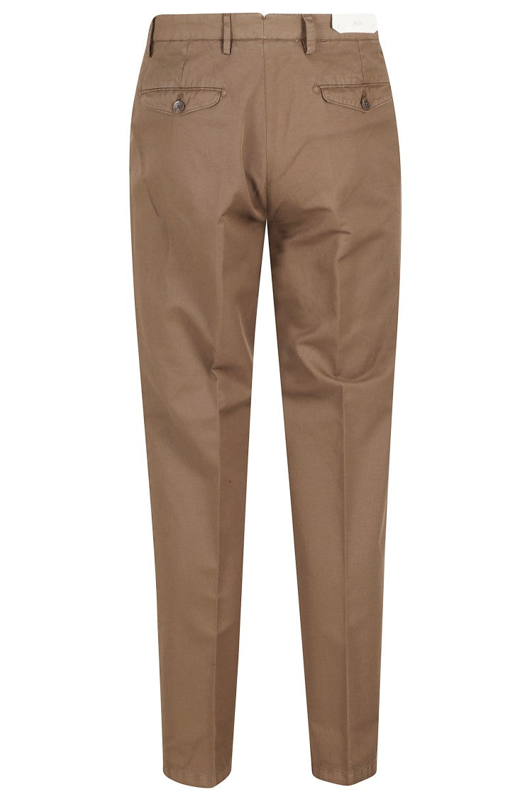 Briglia Brown Double Darts Flap Pocket Cotton-Blend Straight-Leg Pants