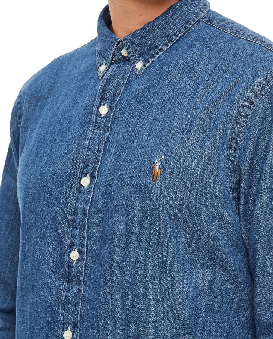 Polo Ralph Lauren Classic Button-Down Denim Shirt With Embroidered Logo