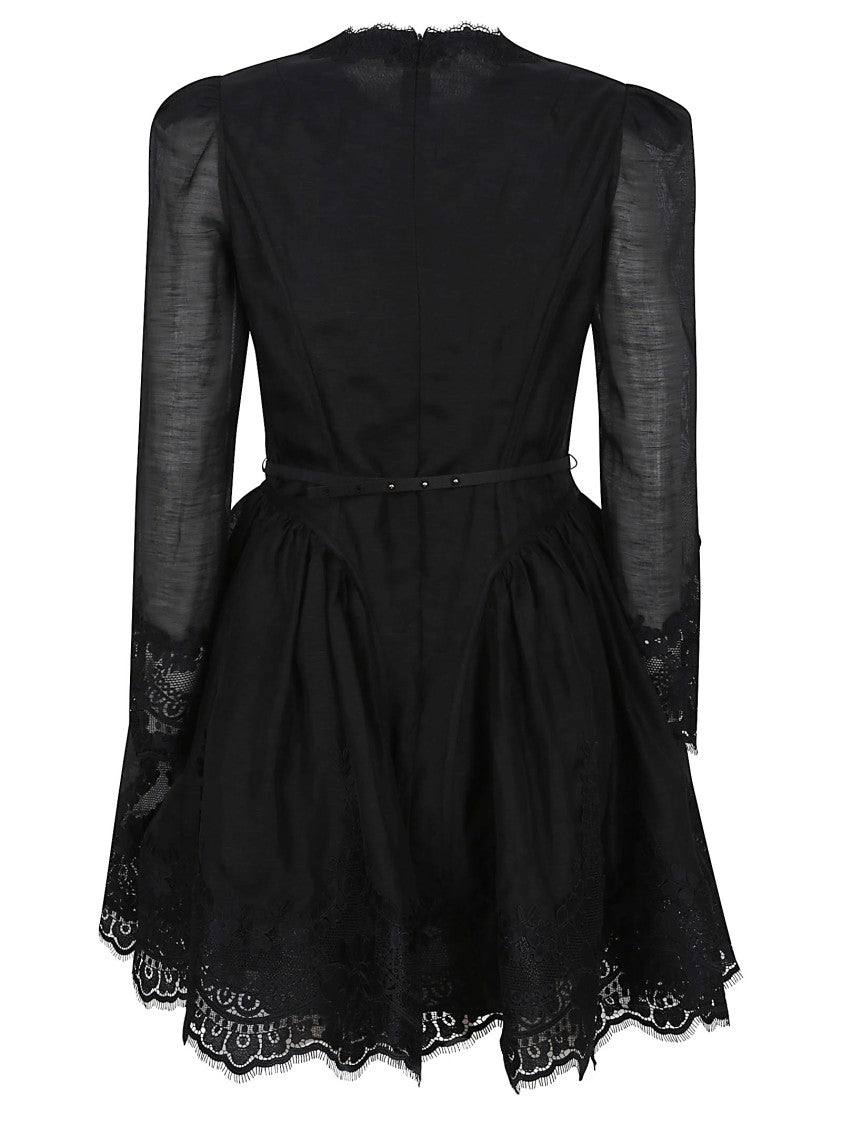Zimmermann Lace-Trimmed Silk And Linen Minidress