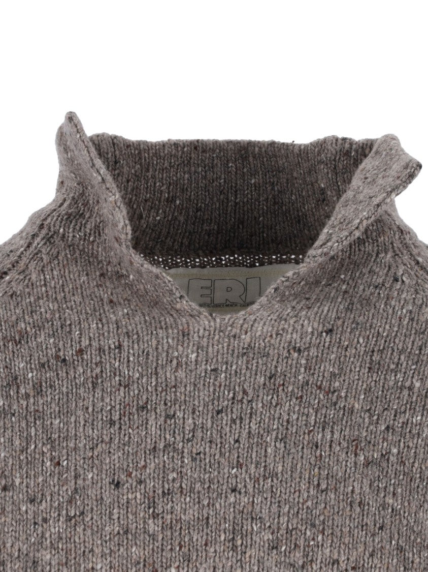 Erl Grey Wool Blend High-Neck Sweater