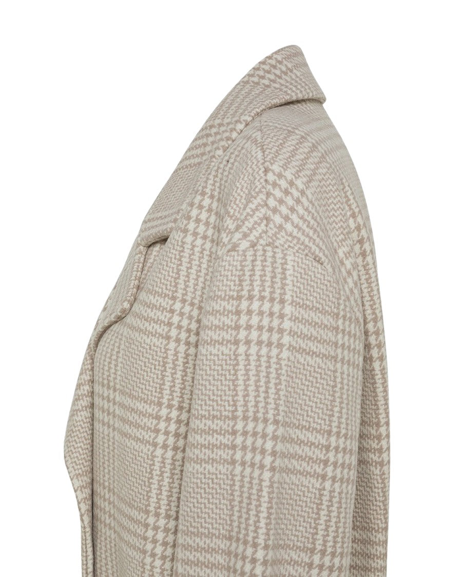 Peuterey Long Double-Breasted Checkered Coat In Wool-Acrylic Blend