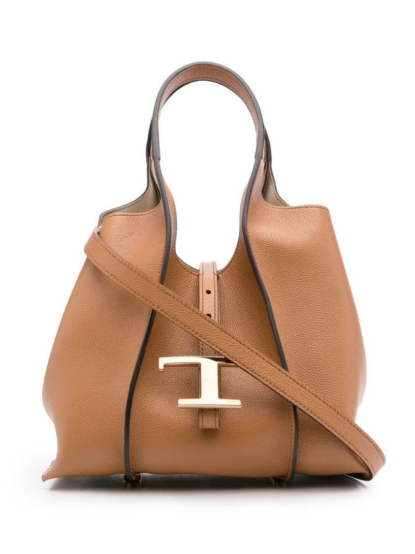 Tod's Structured Handbag With Pebbled Texture And Metallic Clasp