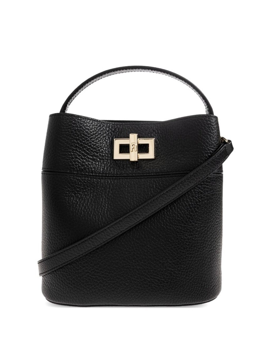 Furla Structured Pebbled Leather Gold-Closure Handbag