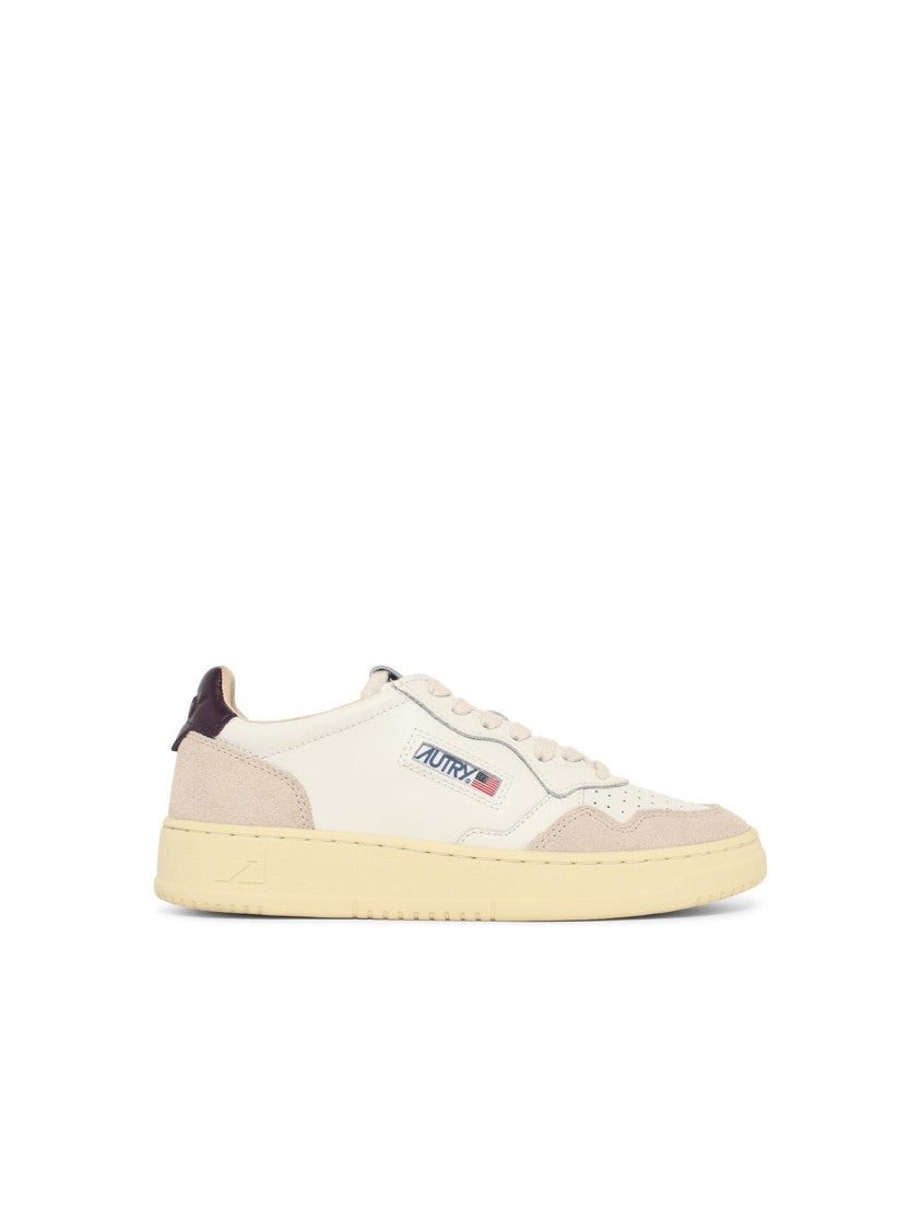 Autry 'Medalist Low' White And Purple Leather Sneakers