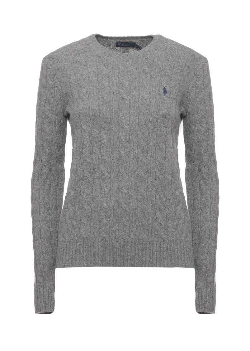 Polo Ralph Lauren Grey Woven Cable Knit Wool-Blend Sweater