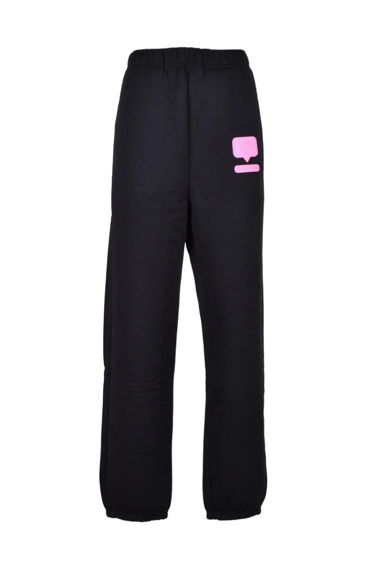 Chiara Ferragni Relaxed-Fit Tracksuit Bottoms In Black Polyester-Cotton Blend