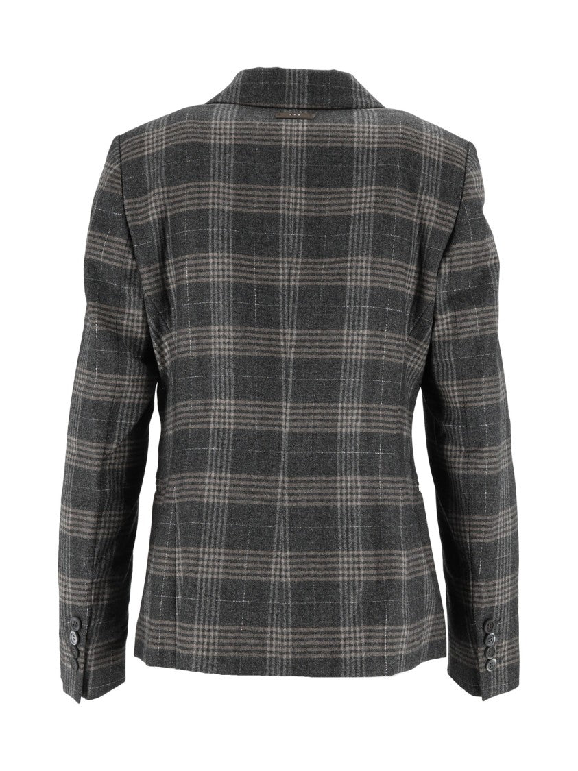 Peserico Tailored Plaid Double-Breasted Blazer