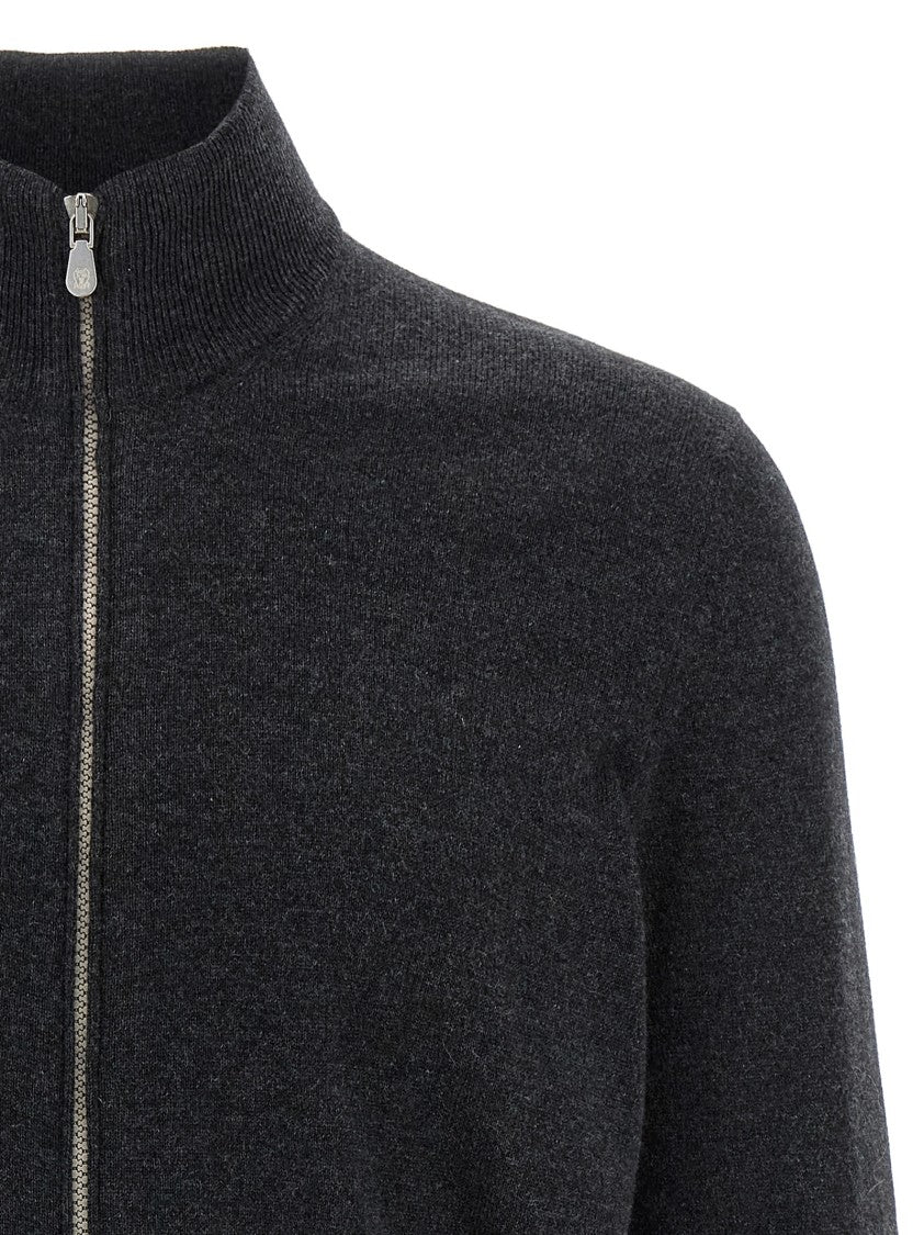 Brunello Cucinelli High Neck Cashmere Zip Cardigan