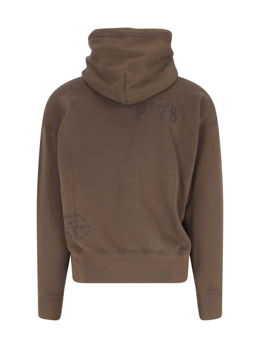 Polo Ralph Lauren Brown Printed Graphic Cotton Hoodie