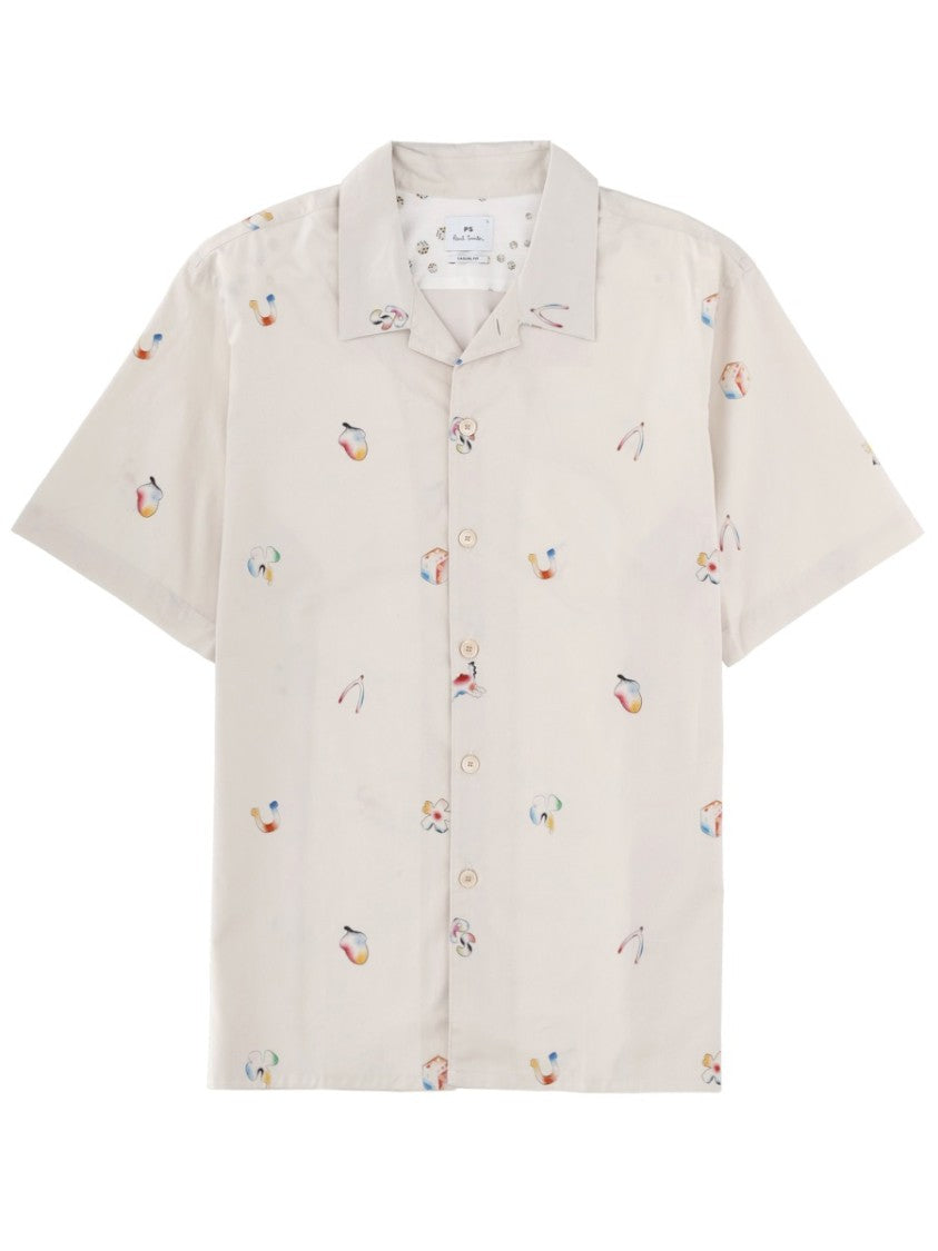 Ps Paul Smith Abstract Printed Cotton Short-Sleeve Casual Shirt