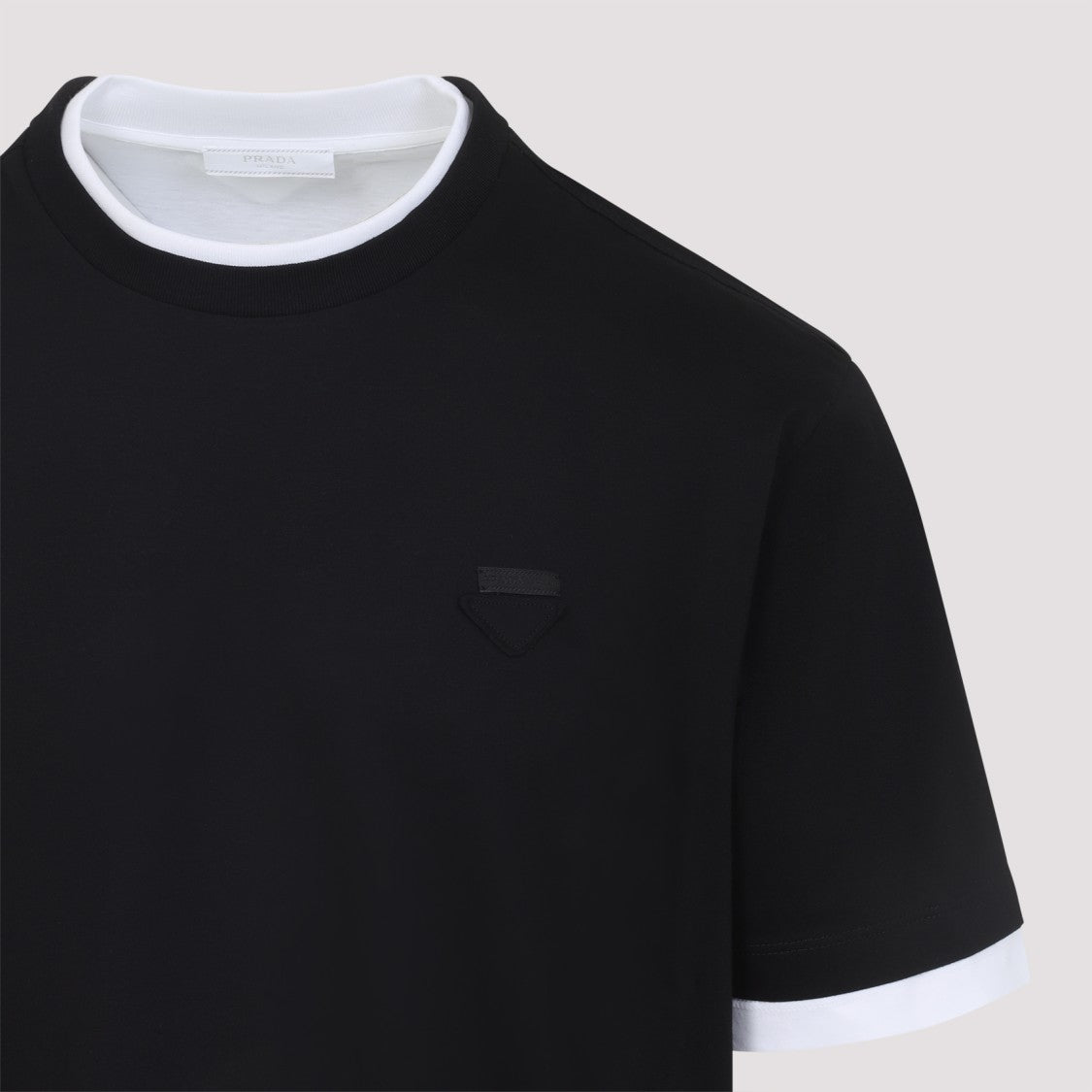 Prada Layered Look Black Cotton T-Shirt