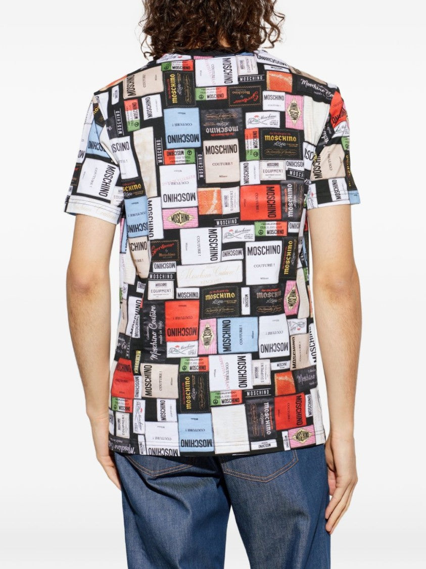 Moschino Vibrant Printed Silk And Nylon T-Shirt With Crew Neckline