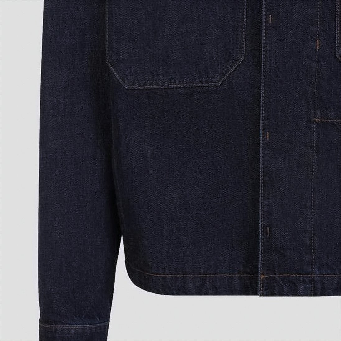 Stone Island Structured Blue Leather Jacket With Classic Collar