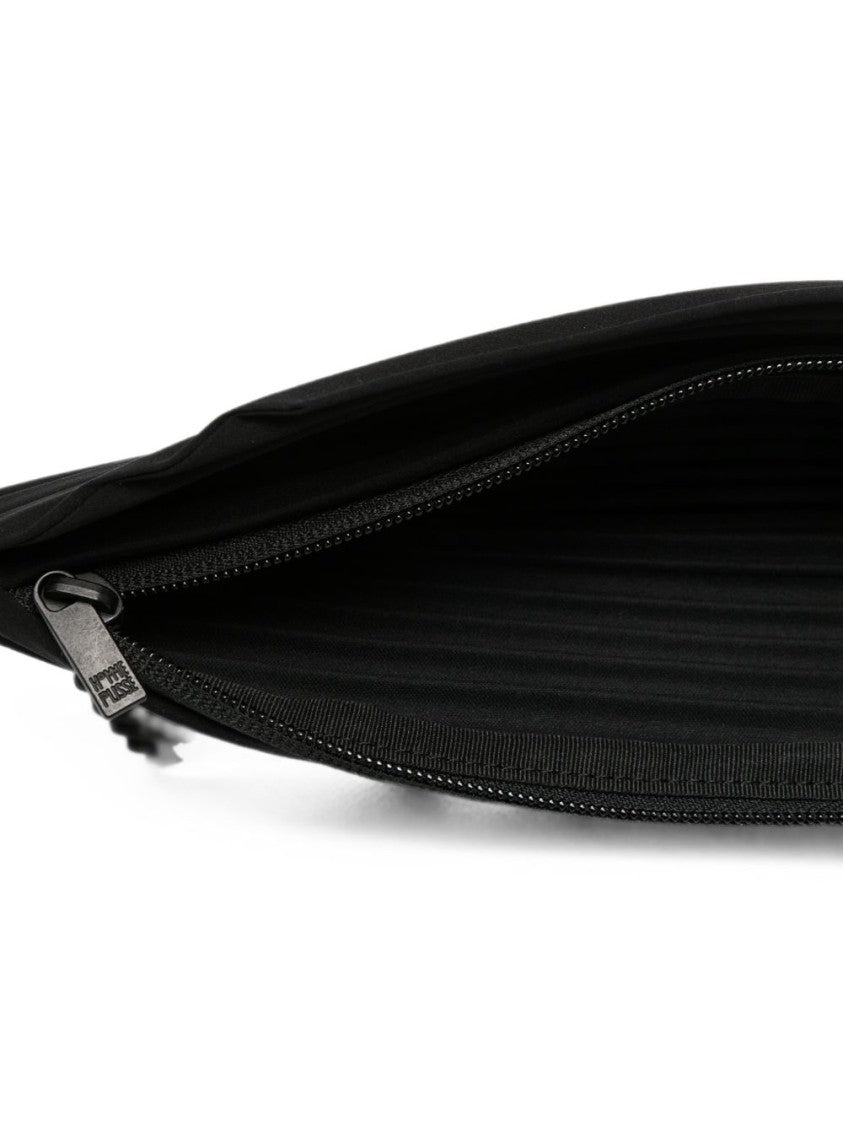 Homme Plissé Issey Miyake Pleated Black Bag With Adjustable Strap And Zippered Compartment