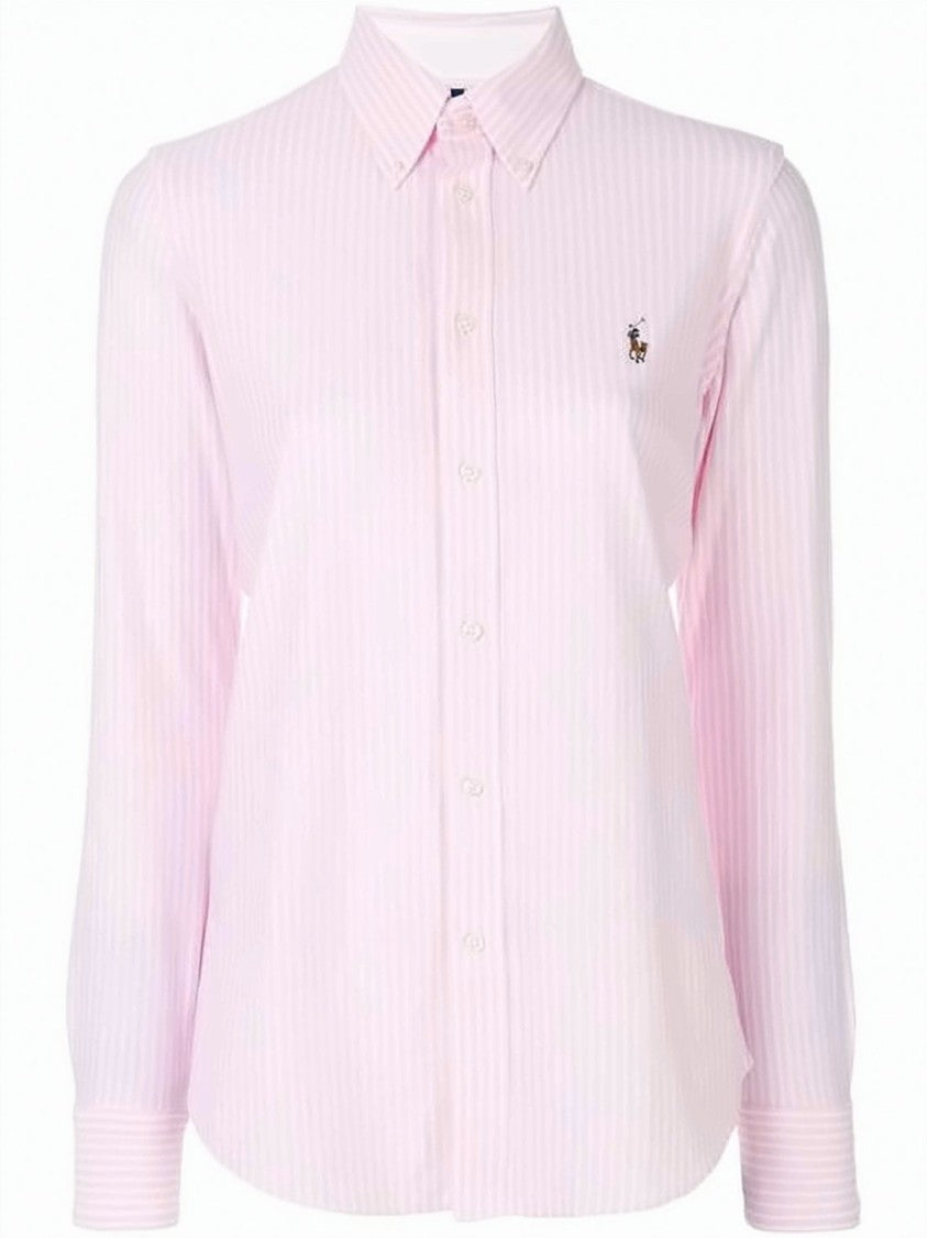 Polo Ralph Lauren Vertical Stripe Long-Sleeved Oxford Shirt With Embroidered Logo