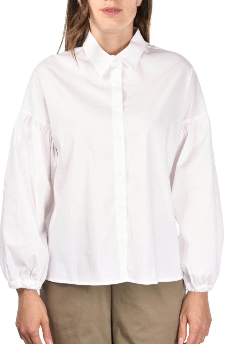 Paolo Fiorillo Capri Stretch Cotton Shirt With Puffed Sleeves