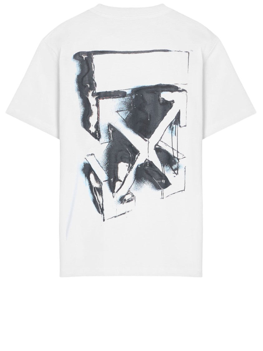 Off-White Graphic Print Cotton T-Shirt With Contrast Logo