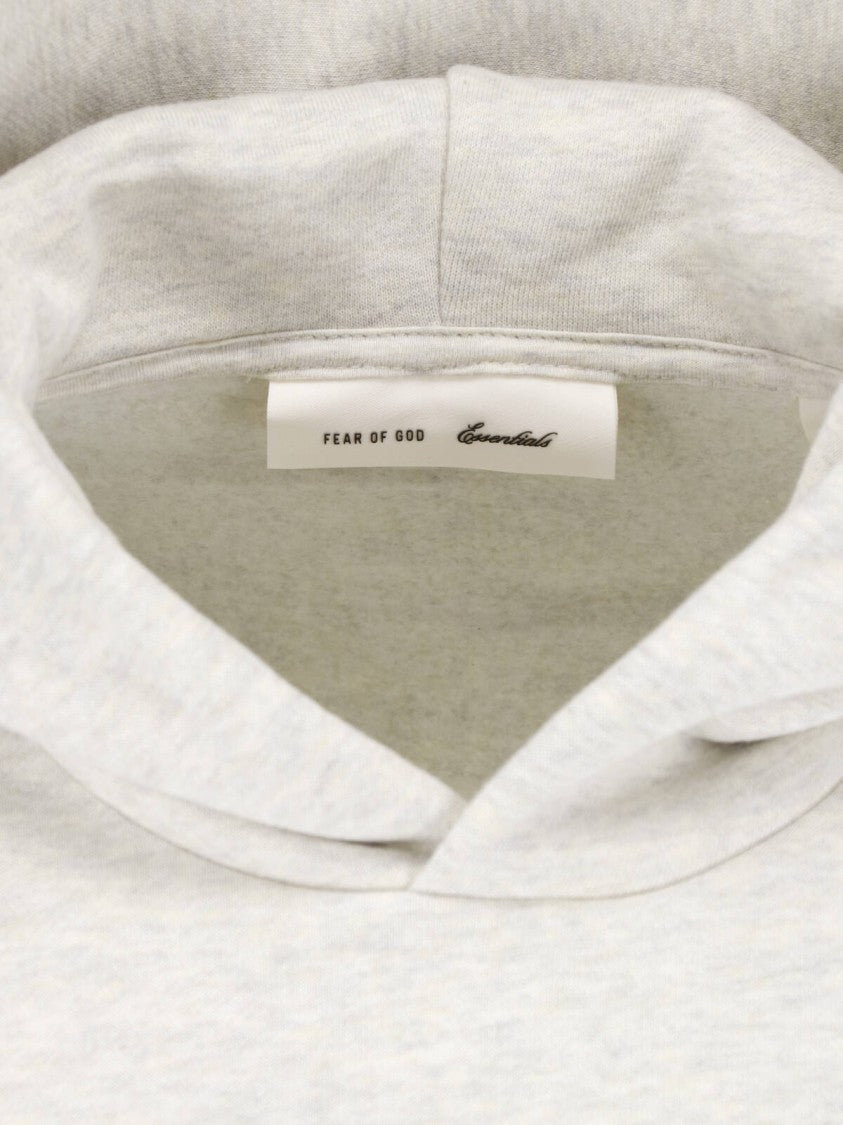 Fear Of God Essentials Light Grey Cotton Contrast Logo Hoodie