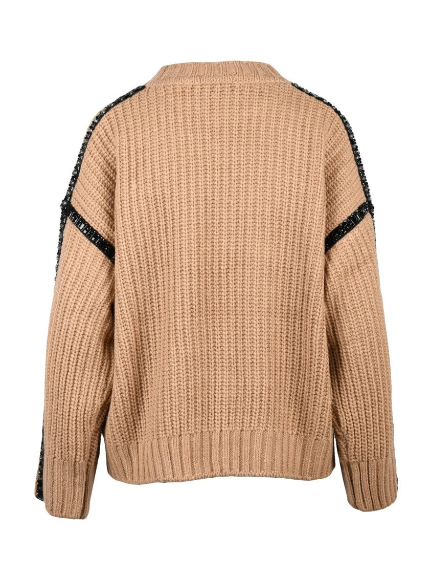 Essentiel Antwerp Oversized Beige Sweater In Alpaca And Wool Blend
