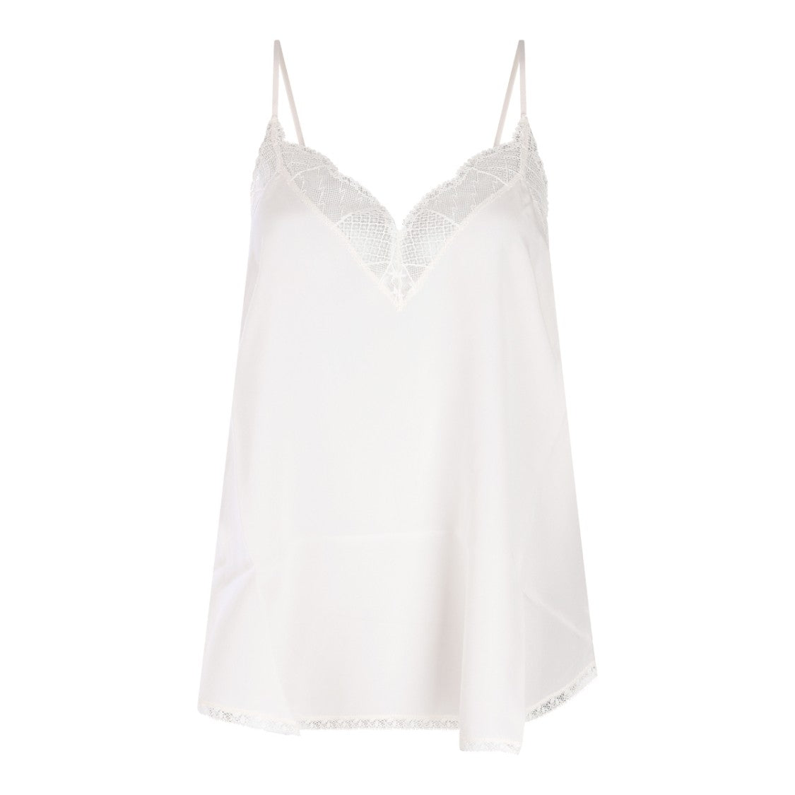 Zadig & Voltaire Silk V-Neck Top With Intricate Lace Detail