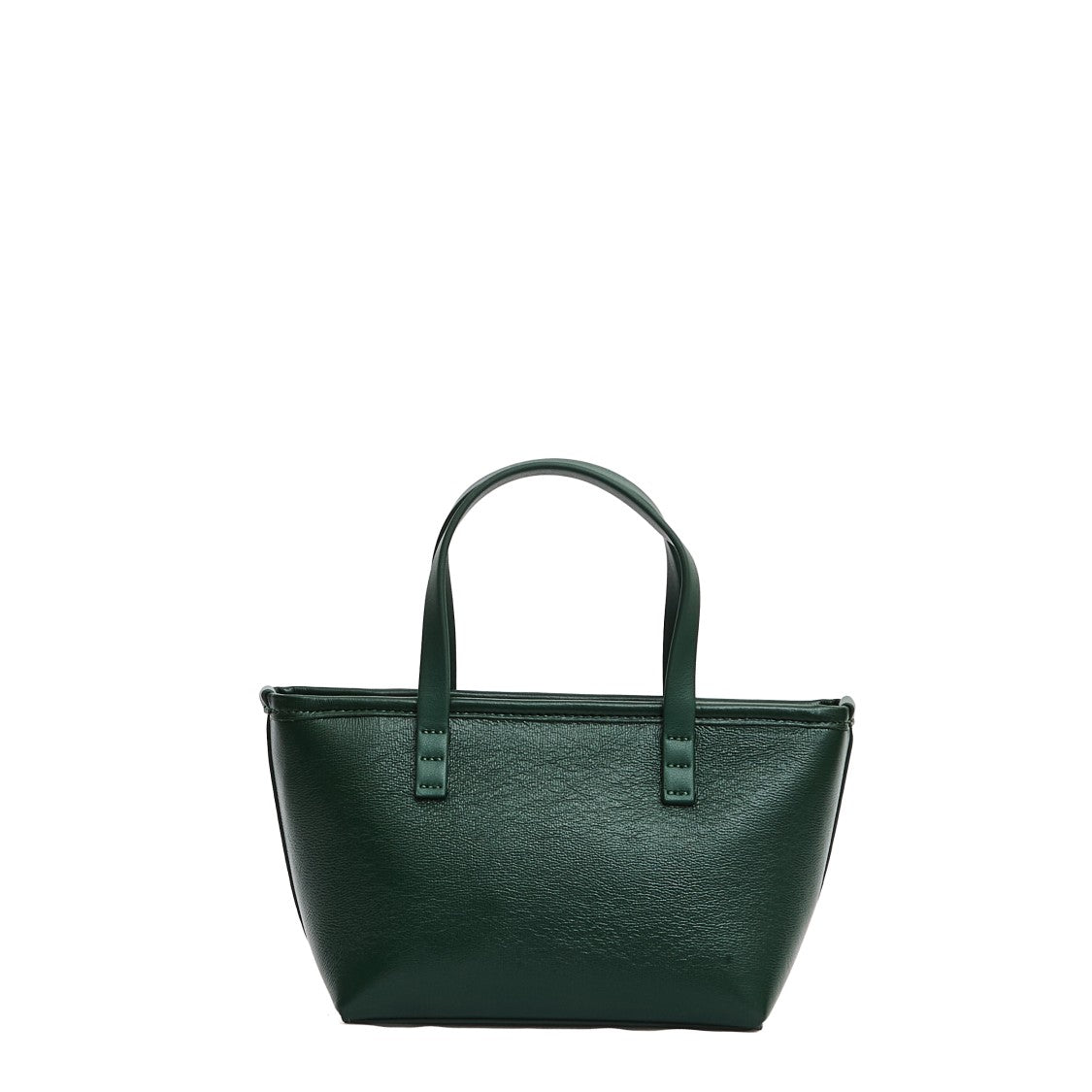 Rue Madame Compact Mini Shopping Bag In Green Leather With Striped Accents