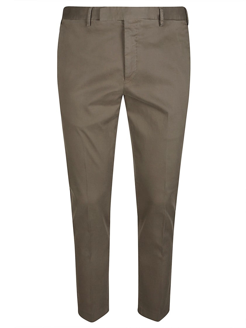 Pt Torino Dieci Slim Tailored Brown Stretch-Cotton Pants