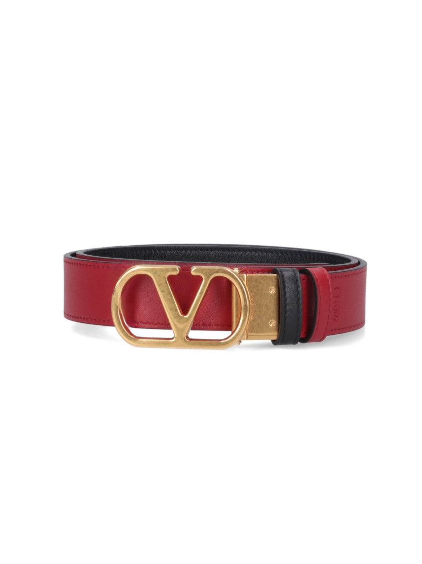 Valentino Garavani Reversible "Vlogo Signature" Belt – Black/Red