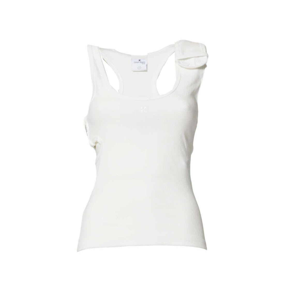 Courrèges White Ribbed 90's Double Buckle Top