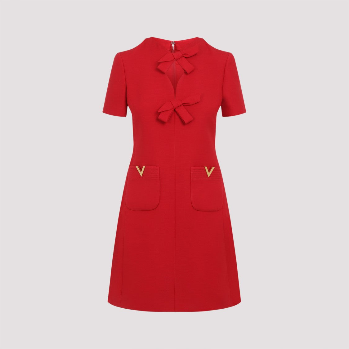 Valentino Fitted Red Dress With Decorative Bows