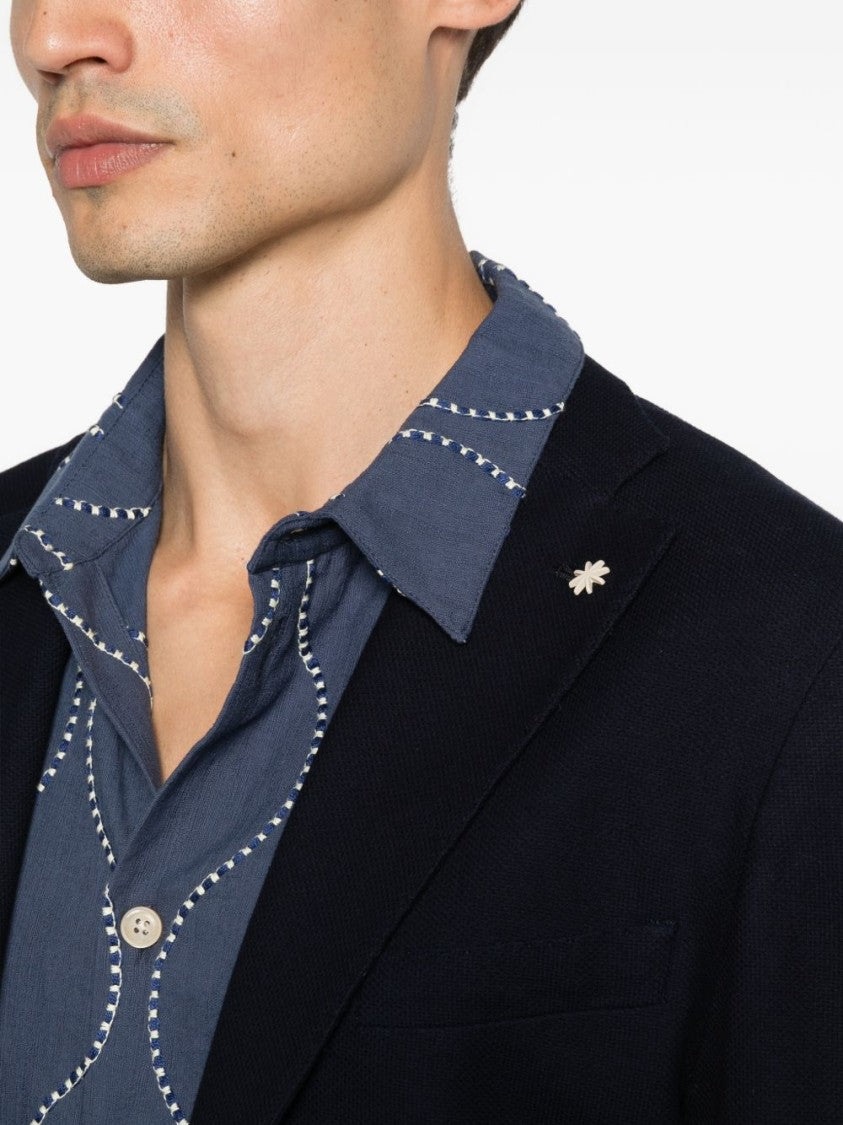 Manuel Ritz Tailored Blazer-Style Notch Lapels Cardigan