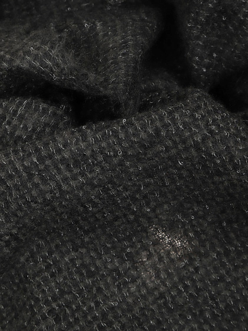 Faliero Sarti Textured Green Cashmere-Silk Blend Stole With Fringed Edges