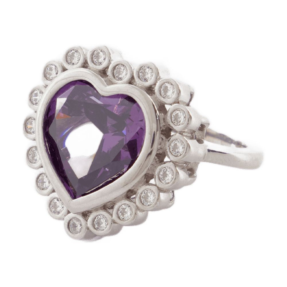 Numbering Purple/Gold Plated N-Dia Heart Ring 3