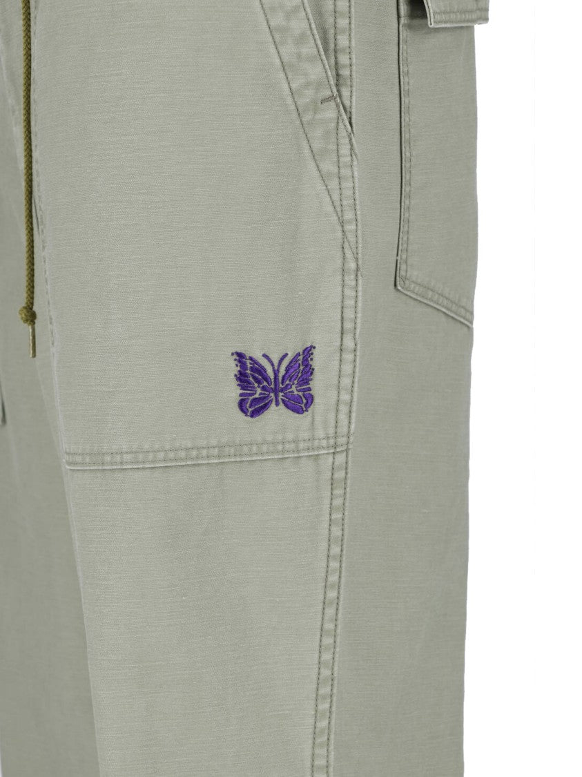 Needles Green String Fatigue Straight Cotton Trousers