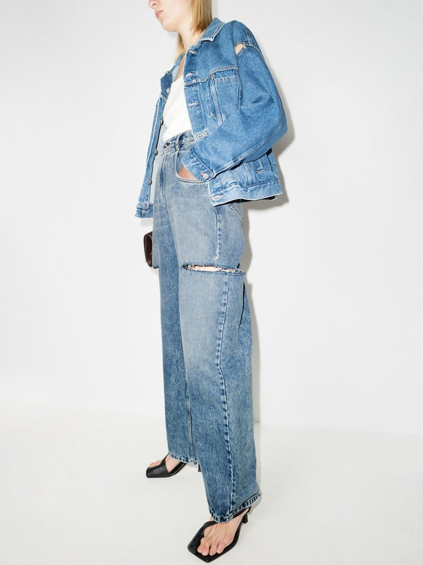 Maison Margiela Black Wide-Leg Denim Cut-Out Jeans