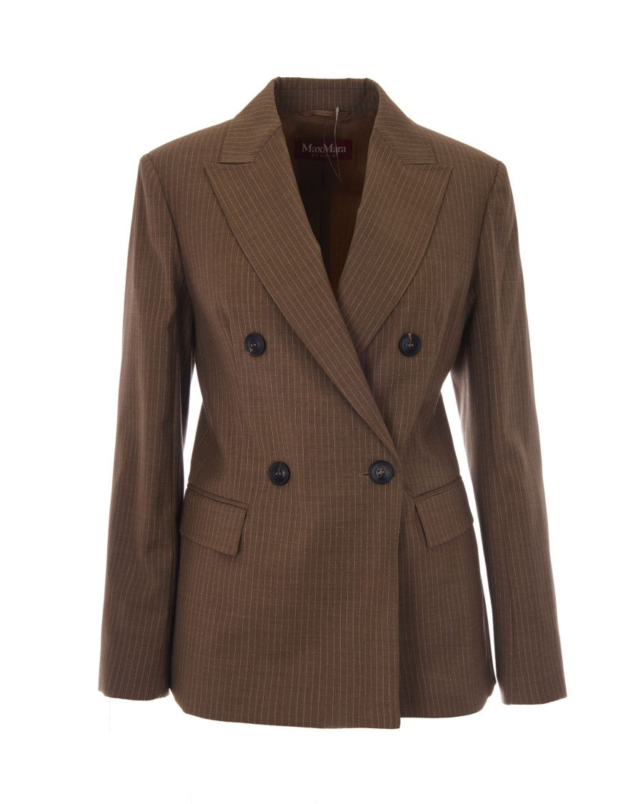 Max Mara Double-Breasted Tailored Blazer With Pinstripe Design