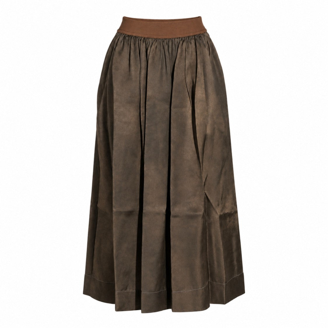 Uma Wang Voluminous Gathered Suede Midi Skirt