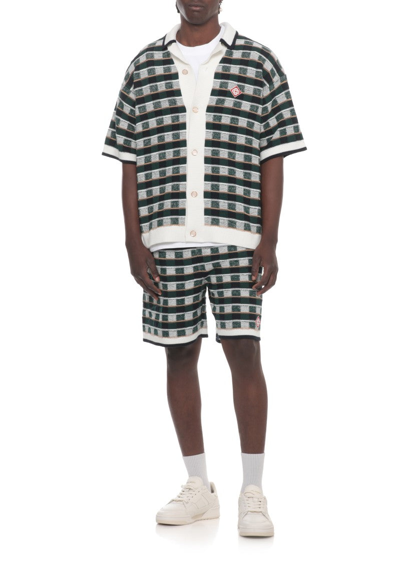 Casablanca Green Mosaic Check Pattern Shirt