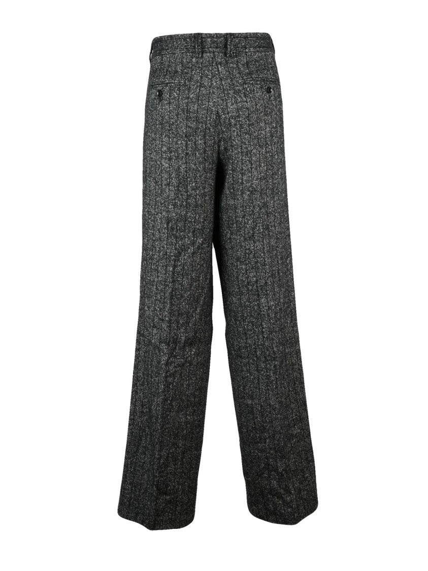 Dolce & Gabbana Black Wide-Leg Virgin Wool-Blend Pants