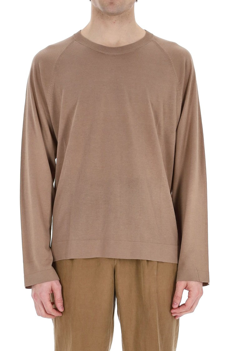 Officine Generale Lyocell-Cotton-Silk Crewneck Sweater