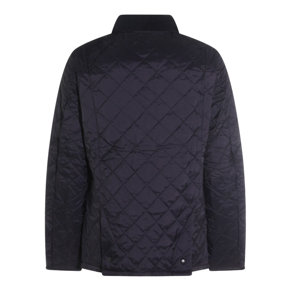 Barbour Quilted Blue Jacket With Corduroy Collar