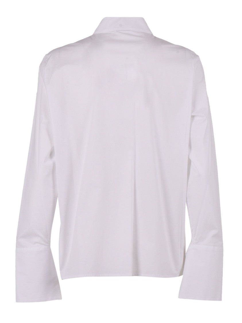 Peserico Crisp White Blouse With Unique Slit Cuffs