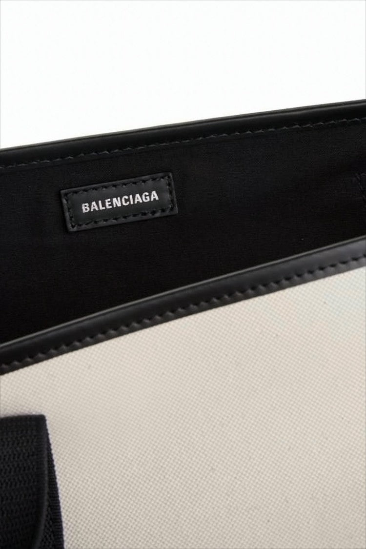 Balenciaga Structured Canvas Tote With Calf Leather Accents