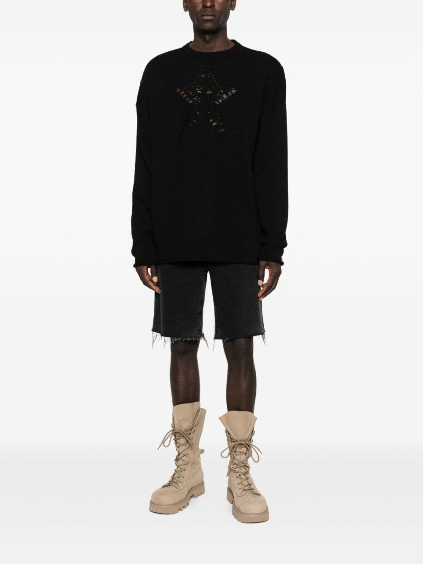 Vision Of Super Star-Cutout Black Sweatshirt With Unisex Fit