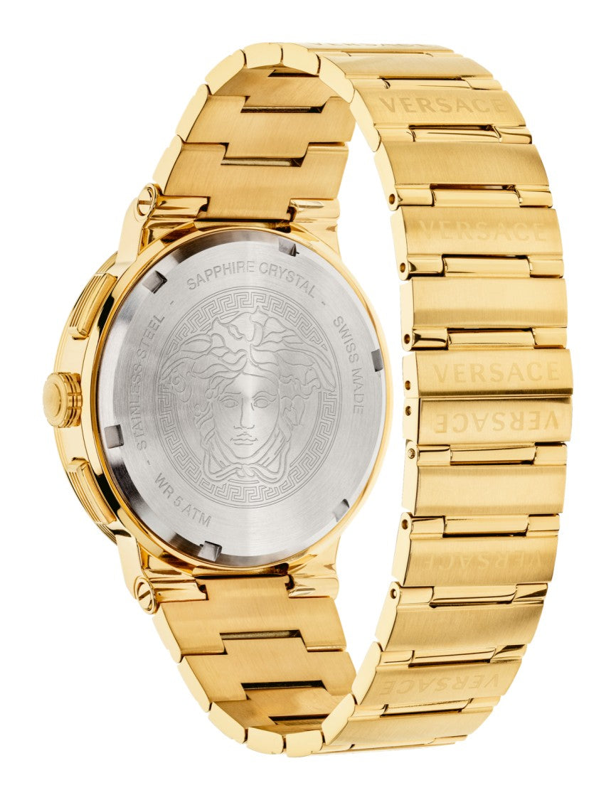 Versace Greca Logo Chrono Gold Timepiece With Swiss Movement