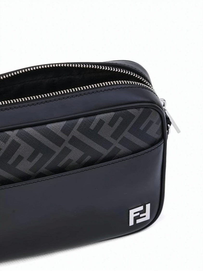 Fendi Sleek Calf Leather Shoulder Bag With Tonal Monogram