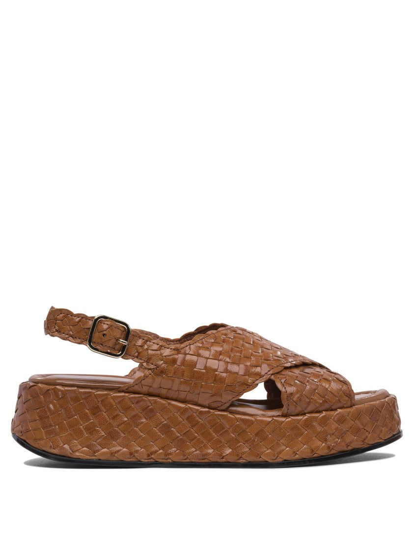 Pons Quintana Woven Leather Platform Sandals