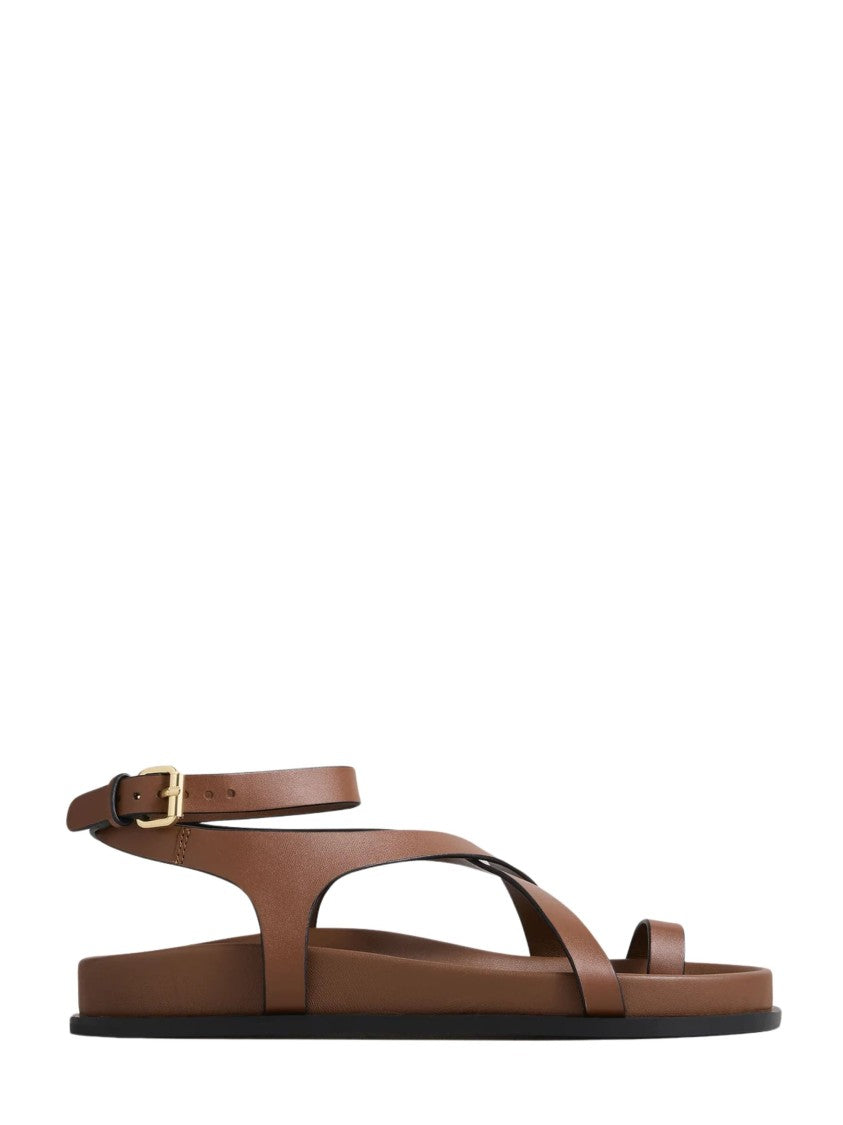 A.Emery Camel Crossover Straps Leather Sandals