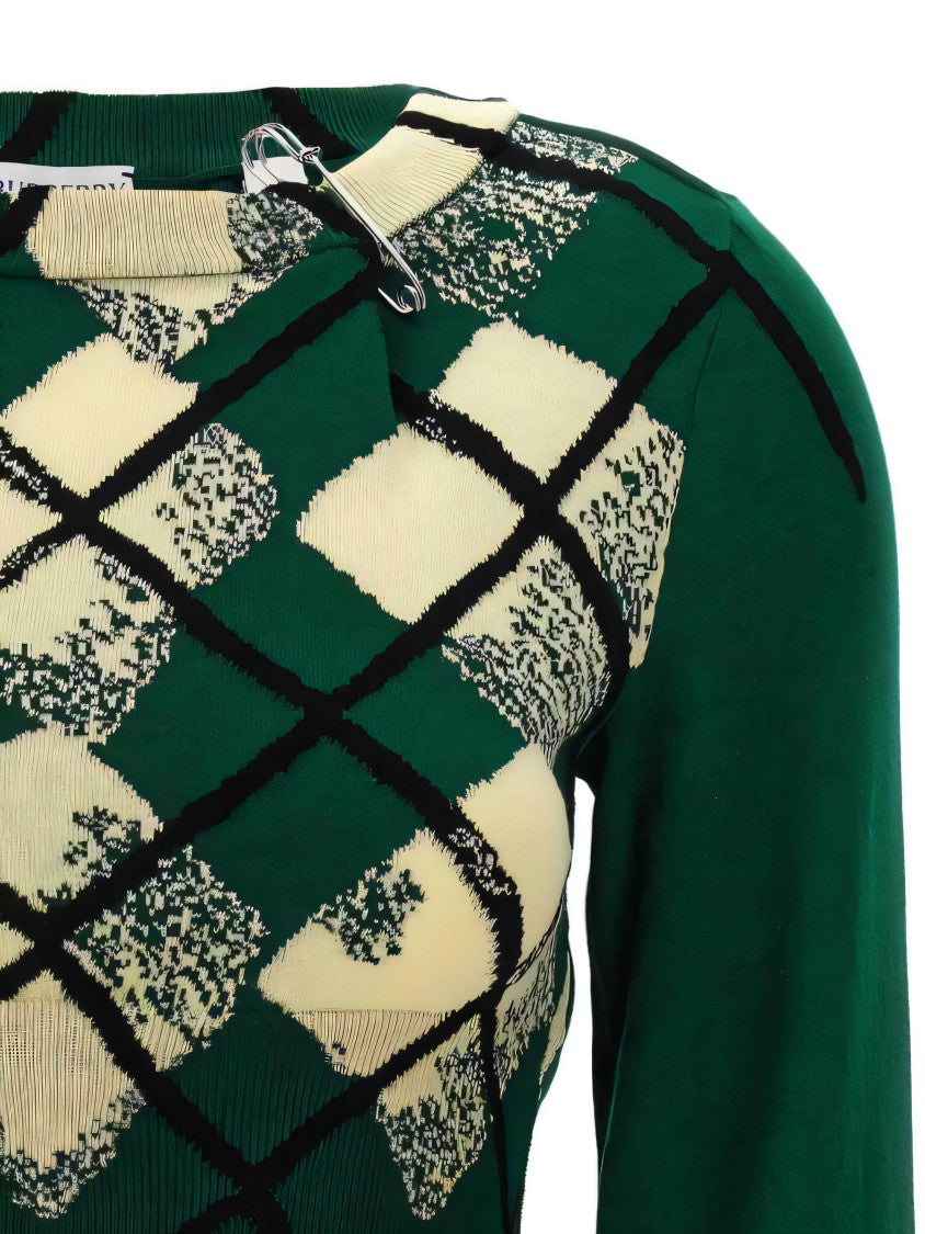 Burberry Cropped Argyle Knit Sweater