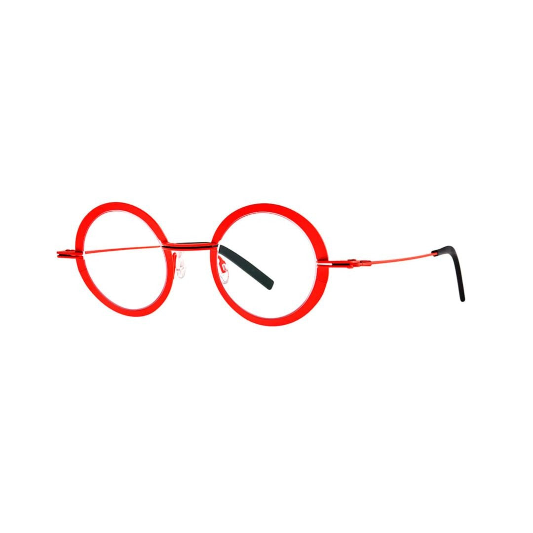Theo Red Crunchy Bold Round Eyeglasses