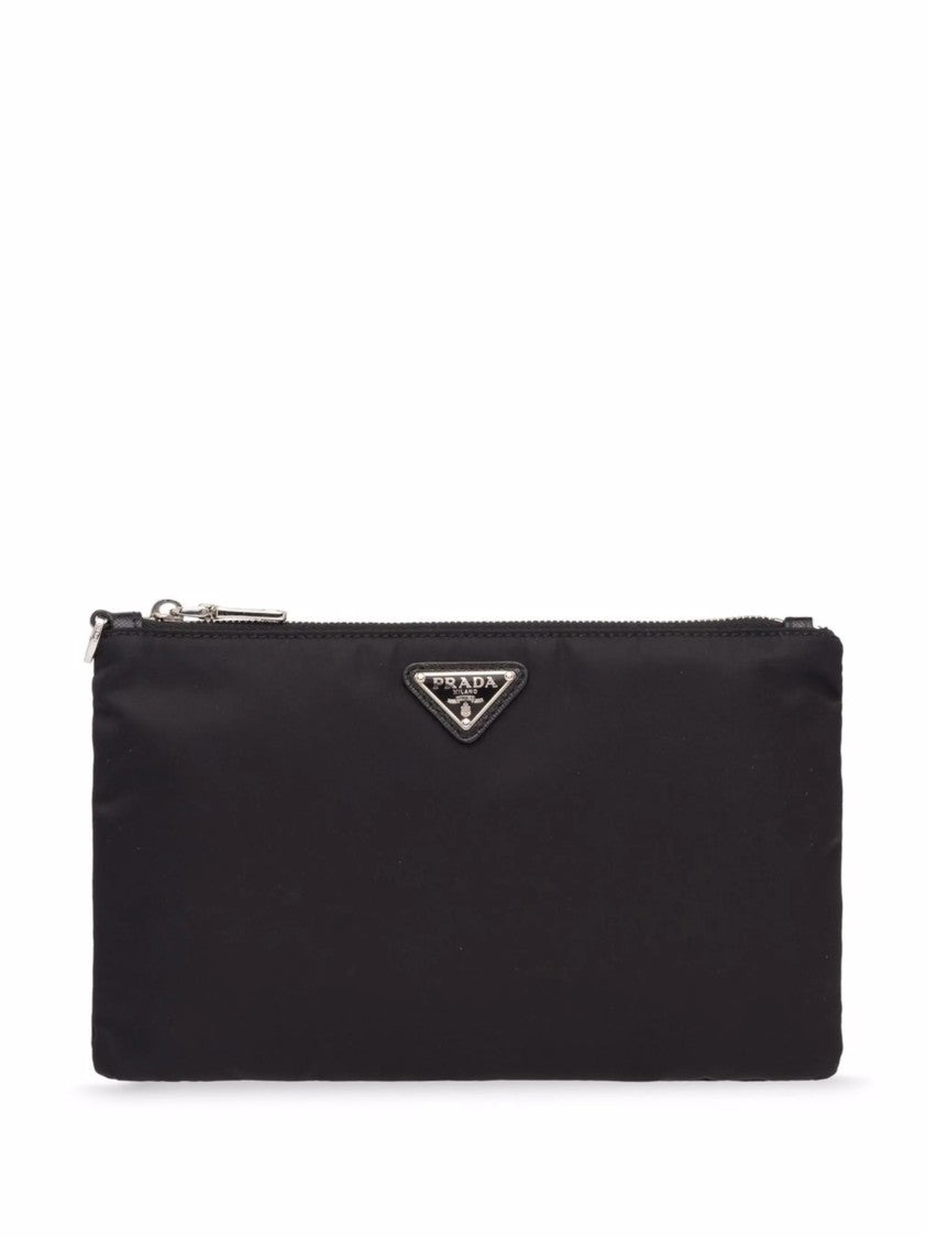 Prada Black Contenitore Piatto Re-Nylon/Saffiano Clutches